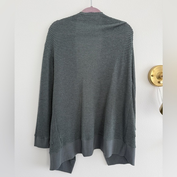 Gray Green Open-Front Women's Sweater - Picture 3 of 3